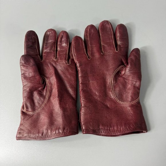 Vintage Coach Burgundy Soft Leather Gloves, Size 7 - Picture 2 of 13